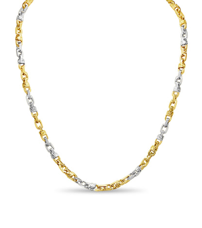 Fancy Greek Solid White/Yellow/Rose Gold Handmade Necklace , 6mm, 16-30 Inch