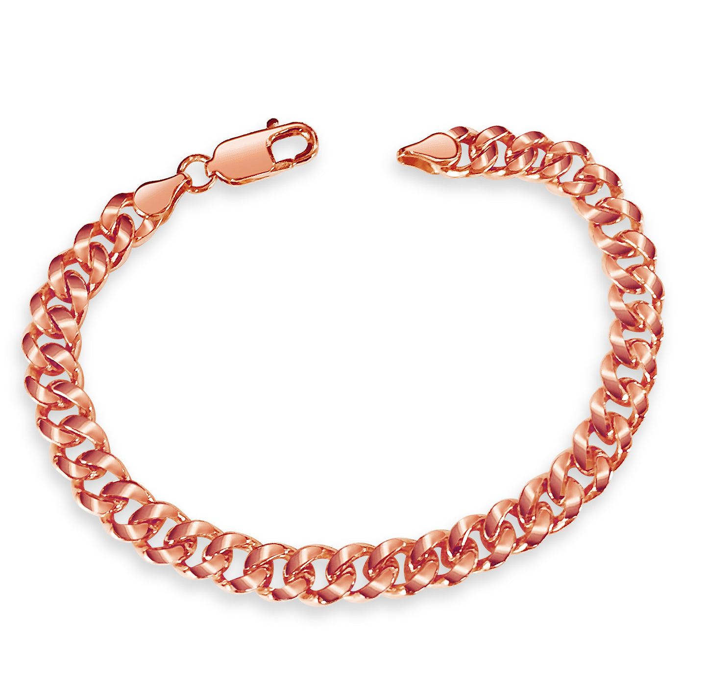 Curb Solid White/Yellow/Rose Gold Handmade Bracelet , 8mm, 6.5-10 Inch