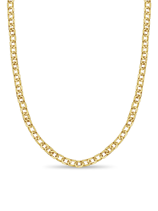 Curb Solid White/Yellow/Rose Gold Handmade Necklace , 11mm, 16-30 Inch
