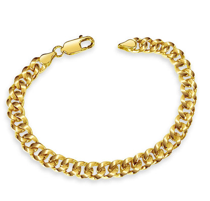 Curb Solid White/Yellow/Rose Gold Handmade Bracelet , 8mm, 6.5-10 Inch