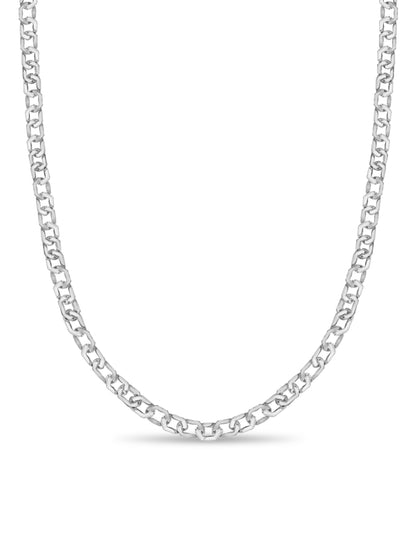 Curb Solid White/Yellow/Rose Gold Handmade Necklace , 11mm, 16-30 Inch