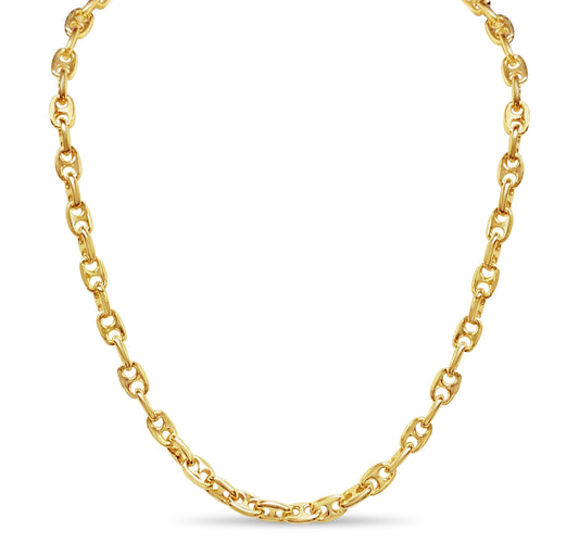 Anchor Mariner Solid White/Yellow/Rose Gold Handmade Necklace , 8mm, 16-30 Inch