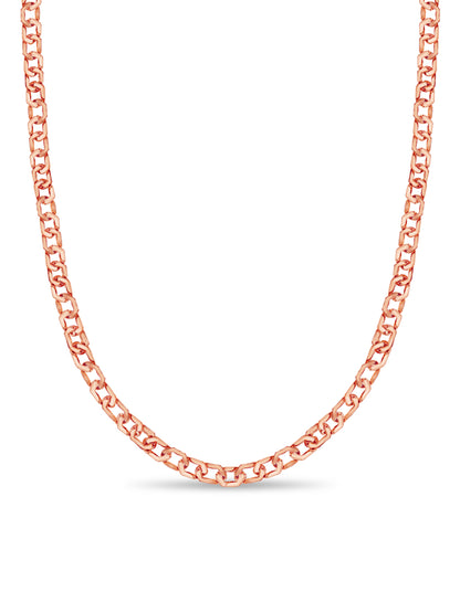 Curb Solid White/Yellow/Rose Gold Handmade Necklace , 11mm, 16-30 Inch