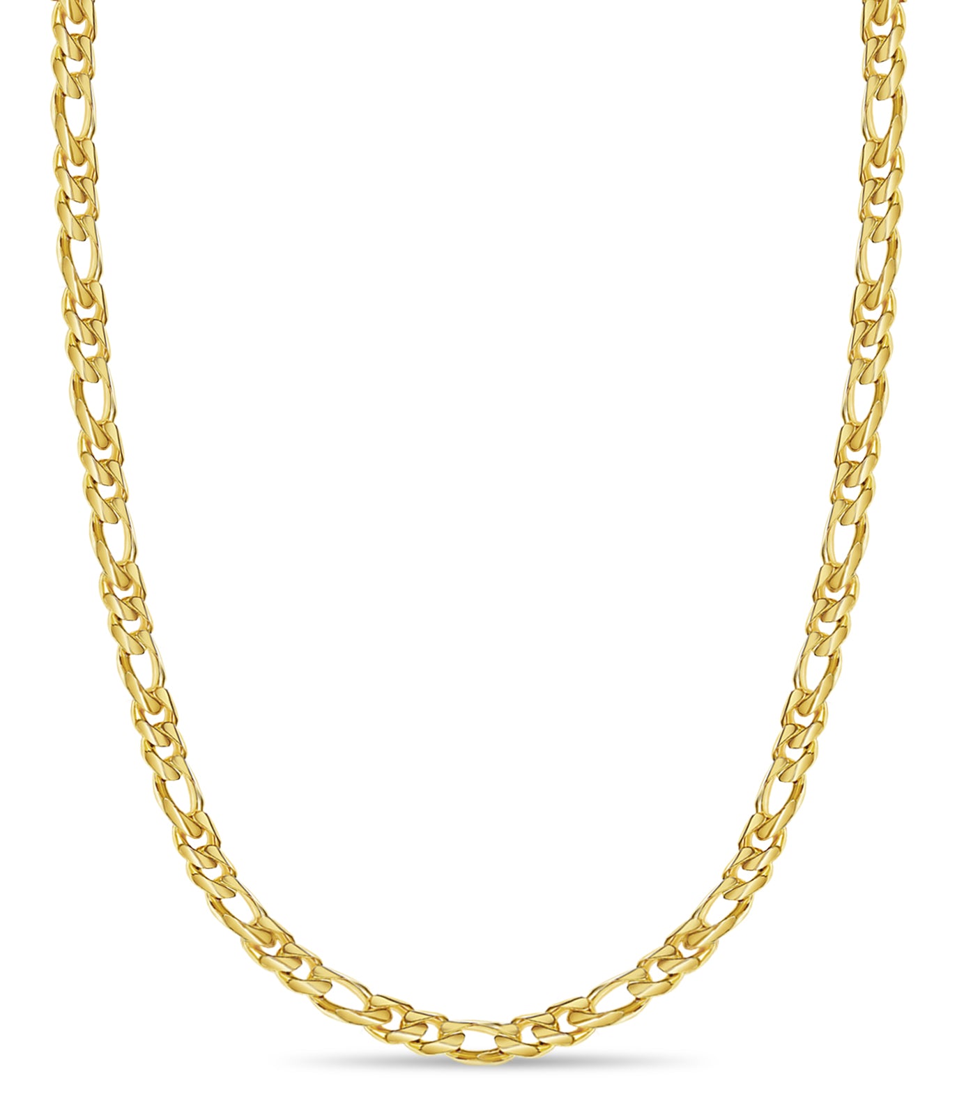 Figaro Solid White/Yellow/Rose Gold Handmade Necklace , 18mm, 16-30 Inch