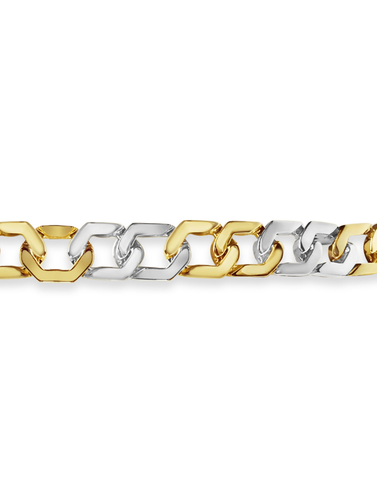 Curb Solid White/Yellow/Rose Gold Handmade Bracelet , 11mm, 6.5-10 Inch