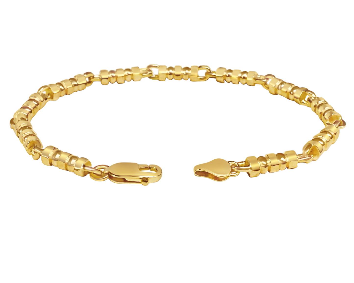 Bead Solid White/Yellow/Rose Gold Handmade Bracelet , 5mm, 6.5-10 Inch