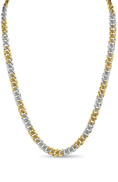 Curb Solid White/Yellow/Rose Gold Handmade Necklace , 10mm, 16-30 Inch