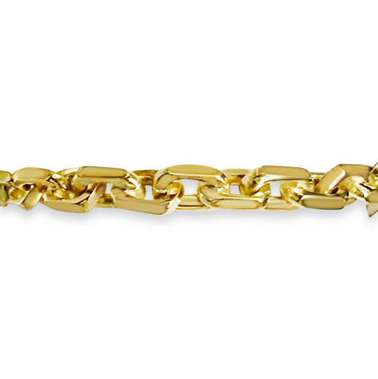 Fancy Rolo Solid White/Yellow/Rose Gold Handmade Bracelet , 5mm, 6.5-10 Inch