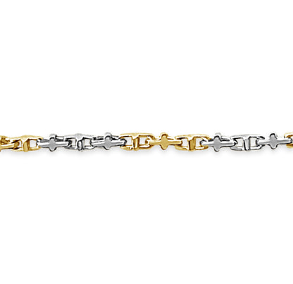 Anchor Mariner Solid White/Yellow/Rose Gold Handmade Bracelet , 3mm, 6.5-10 Inch