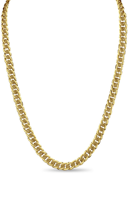 Curb Solid White/Yellow/Rose Gold Handmade Necklace , 10mm, 16-30 Inch