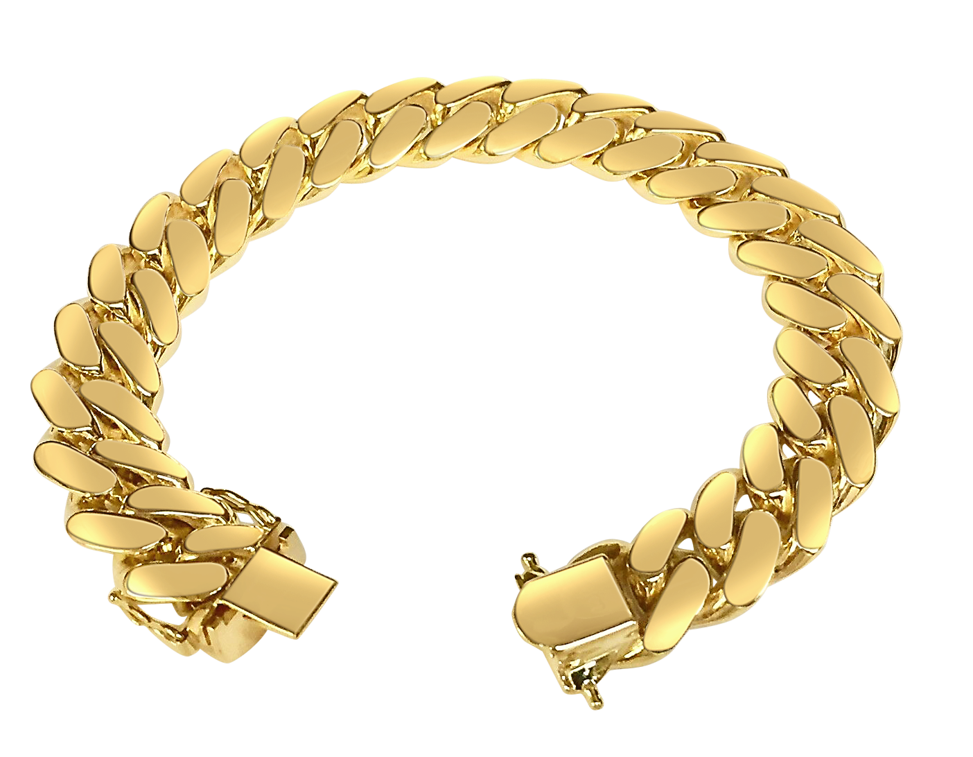 Miami Cuban Solid White/Yellow/Rose Gold Handmade Bracelet , 14mm, 6.5-10 Inch