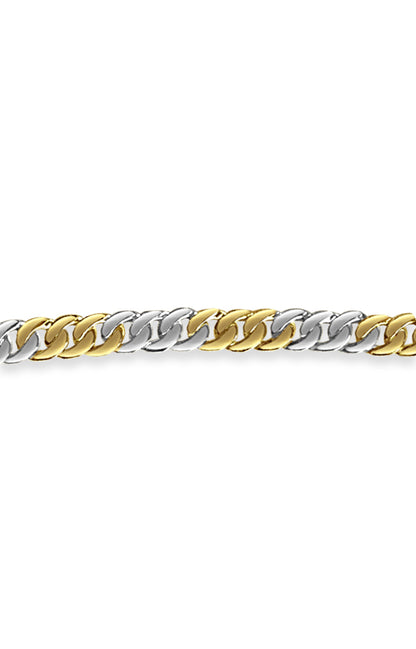 Curb Solid White/Yellow/Rose Gold Handmade Bracelet , 10mm, 6.5-10 Inch