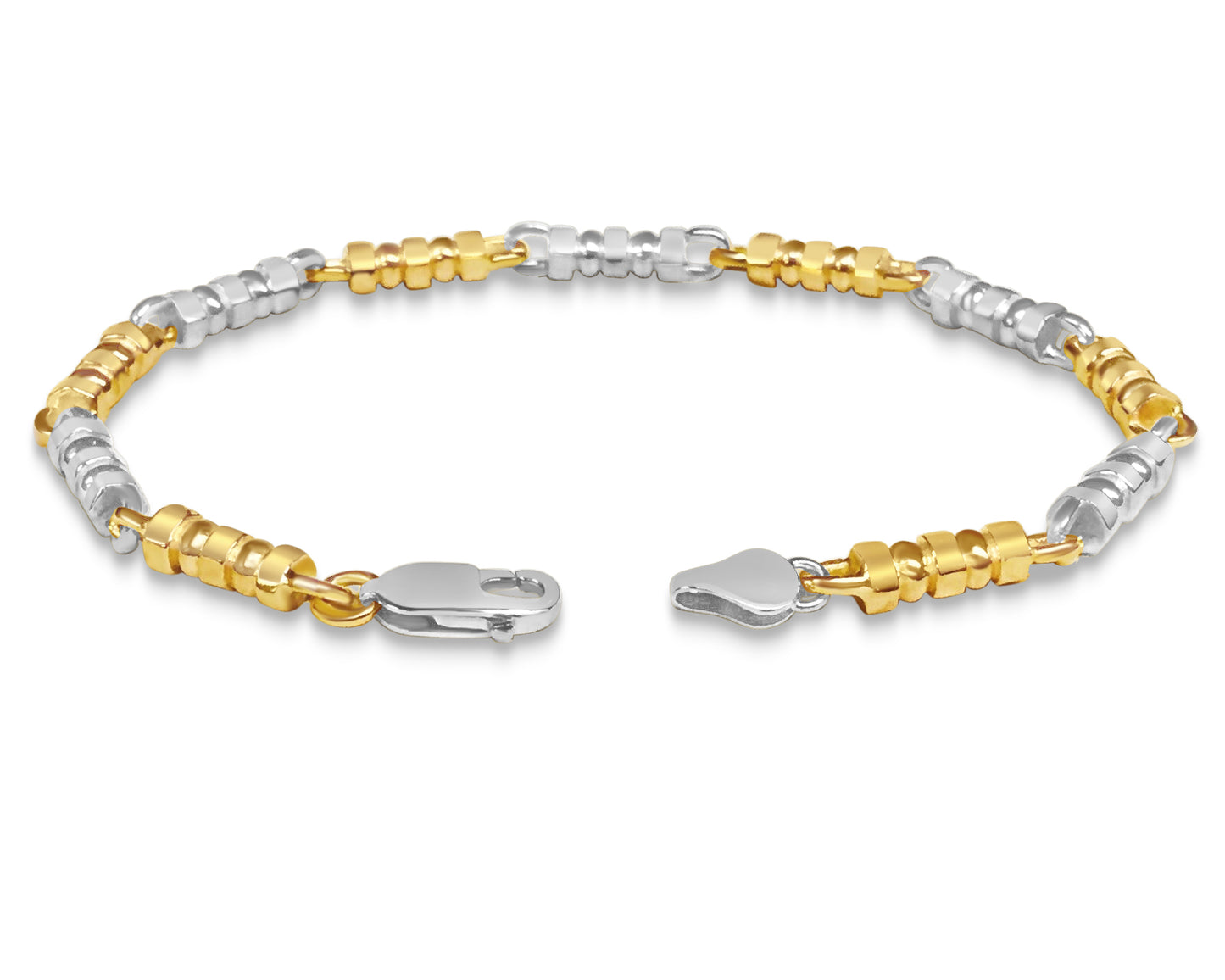 Bead Solid White/Yellow/Rose Gold Handmade Bracelet , 5mm, 6.5-10 Inch