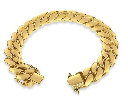 Miami Cuban Solid White/Yellow/Rose Gold Handmade Bracelet , 14mm, 6.5-10 Inch