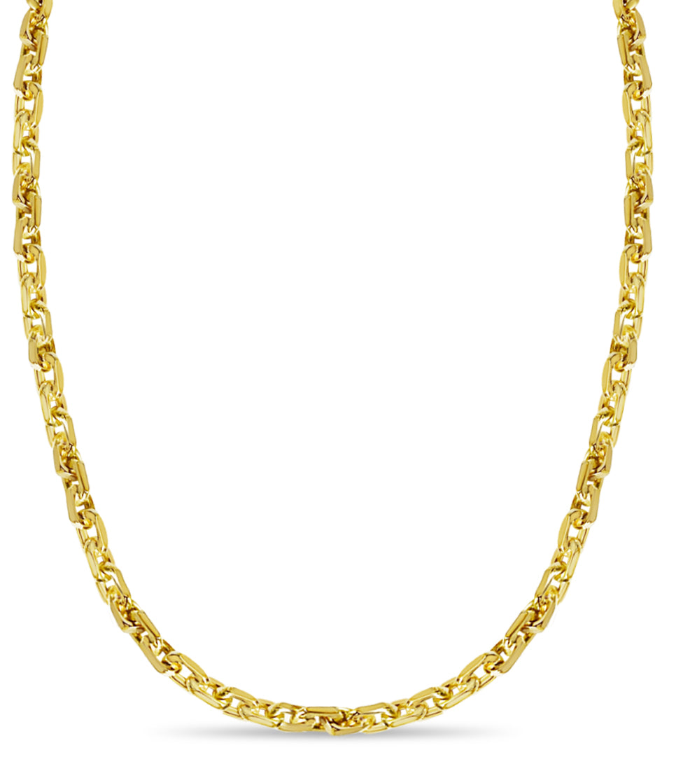 Fancy Rolo Solid White/Yellow/Rose Gold Handmade Necklace , 5mm, 16-30 Inch