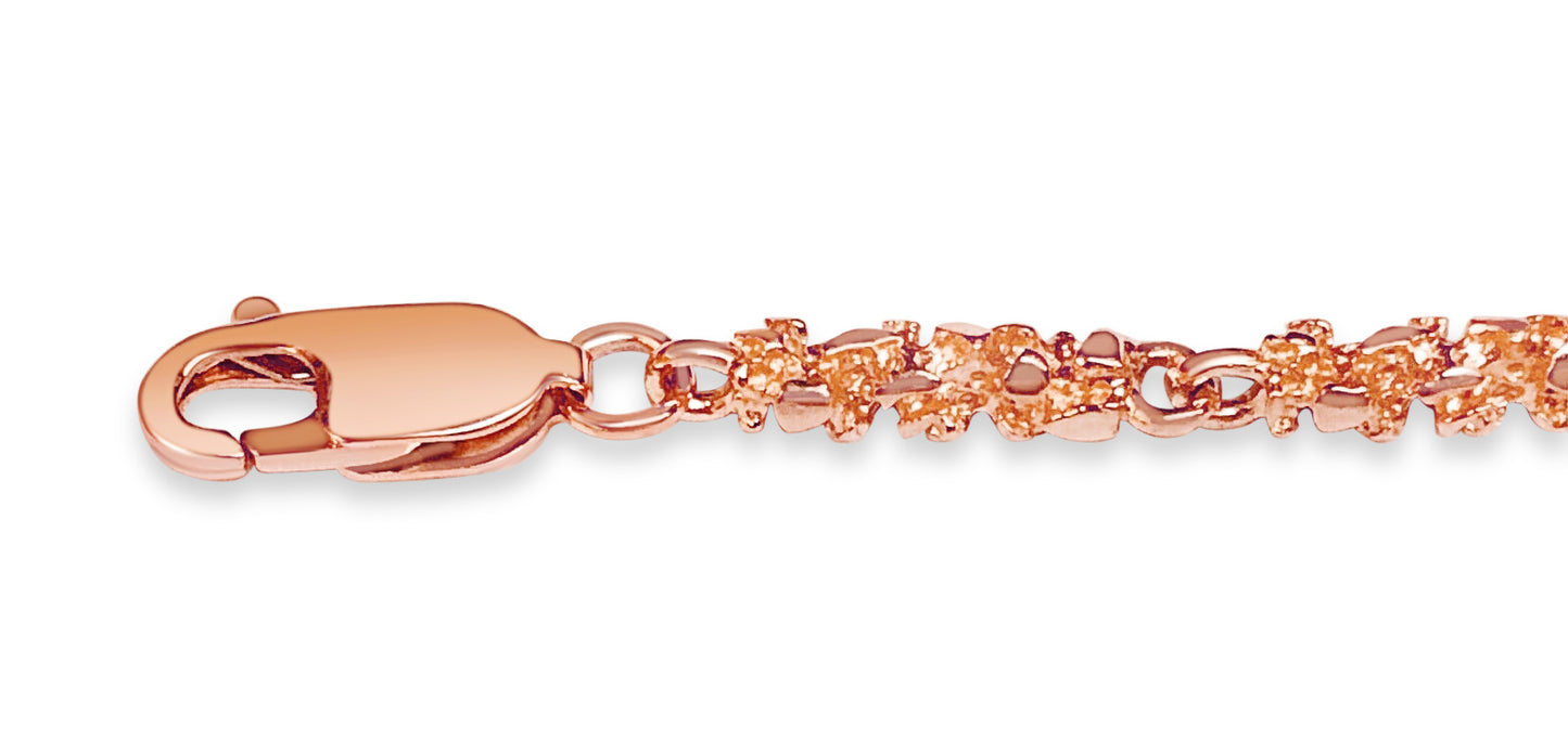 Nugget Solid White/Yellow/Rose Gold Handmade Bracelet , 4mm, 6.5-10 Inch