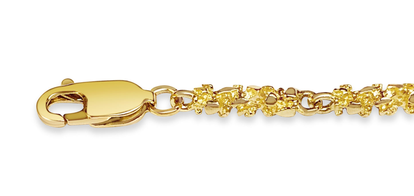 Nugget Solid White/Yellow/Rose Gold Handmade Bracelet , 4mm, 6.5-10 Inch