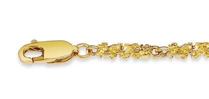 Nugget Solid White/Yellow/Rose Gold Handmade Bracelet , 4mm, 6.5-10 Inch