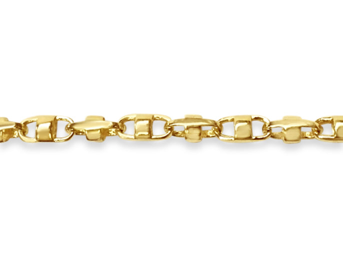 Anchor Mariner Solid White/Yellow/Rose Gold Handmade Bracelet , 7mm, 6.5-10 Inch