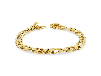 Figaro Solid White/Yellow/Rose Gold Handmade Bracelet , 7mm, 6.5-10 Inch