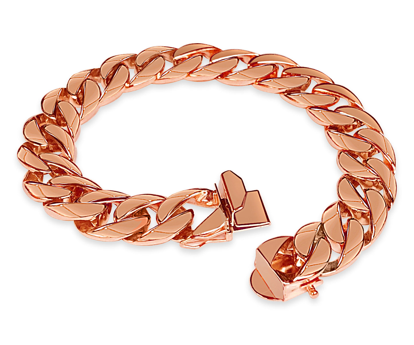 Curb Solid White/Yellow/Rose Gold Handmade Bracelet , 13mm, 6.5-10 Inch