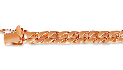 Curb Solid White/Yellow/Rose Gold Handmade Bracelet , 9mm, 6.5-10 Inch