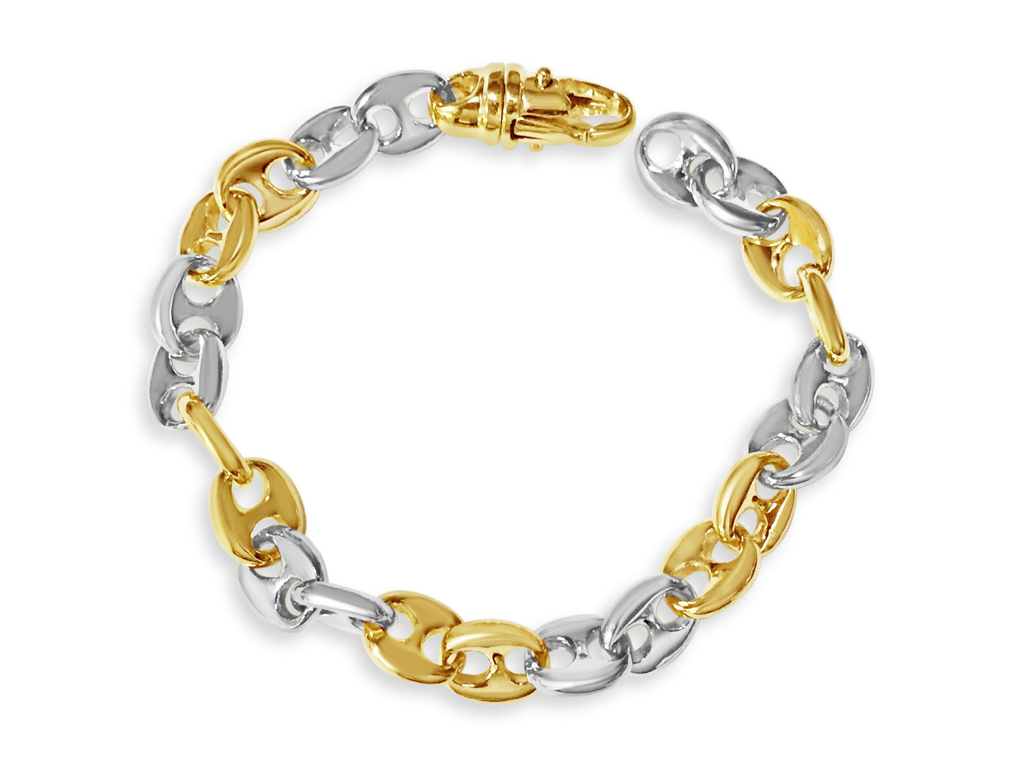 Anchor Mariner Solid White/Yellow/Rose Gold Handmade Bracelet , 8mm, 6.5-10 Inch