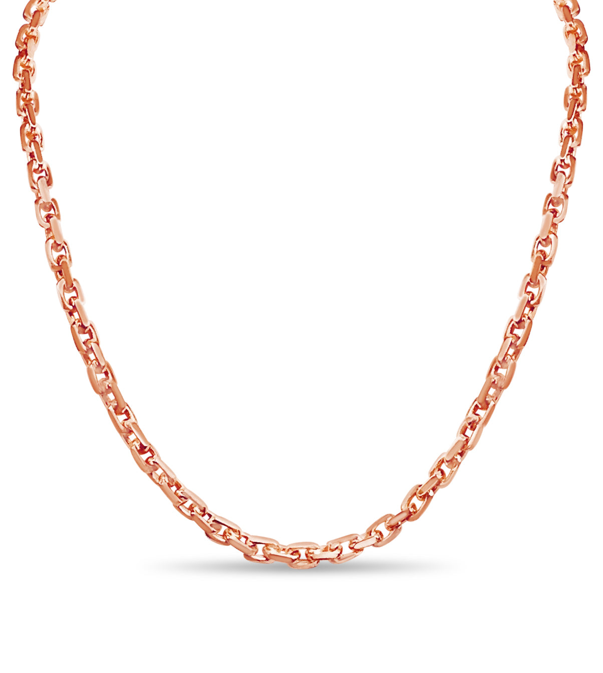 Fancy Rolo Solid White/Yellow/Rose Gold Handmade Necklace , 6mm, 16-30 Inch