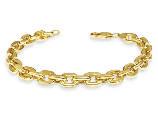 Fancy Rolo Solid White/Yellow/Rose Gold Handmade Bracelet , 8mm, 6.5-10 Inch