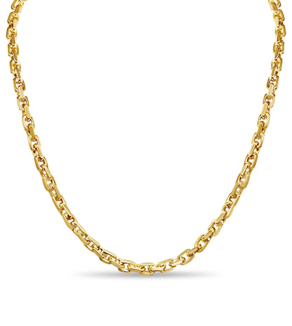 Fancy Rolo Solid White/Yellow/Rose Gold Handmade Necklace , 6mm, 16-30 Inch