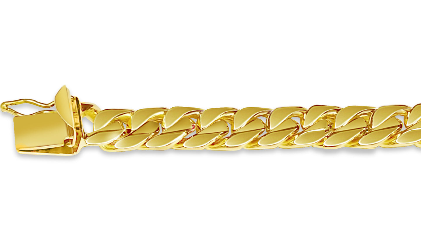 Curb Solid White/Yellow/Rose Gold Handmade Bracelet , 9mm, 6.5-10 Inch