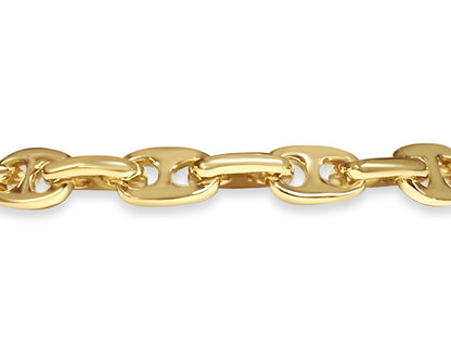 Anchor Mariner Solid White/Yellow/Rose Gold Handmade Bracelet , 9mm, 6.5-10 Inch