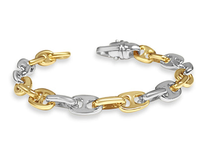 Anchor Mariner Solid White/Yellow/Rose Gold Handmade Bracelet , 9mm, 6.5-10 Inch