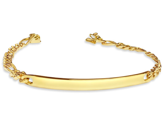 ID Figaro Solid White/Yellow/Rose Gold Handmade Bracelet , 5mm, 6.5-10 Inch