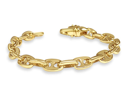 Anchor Mariner Solid White/Yellow/Rose Gold Handmade Bracelet , 9mm, 6.5-10 Inch