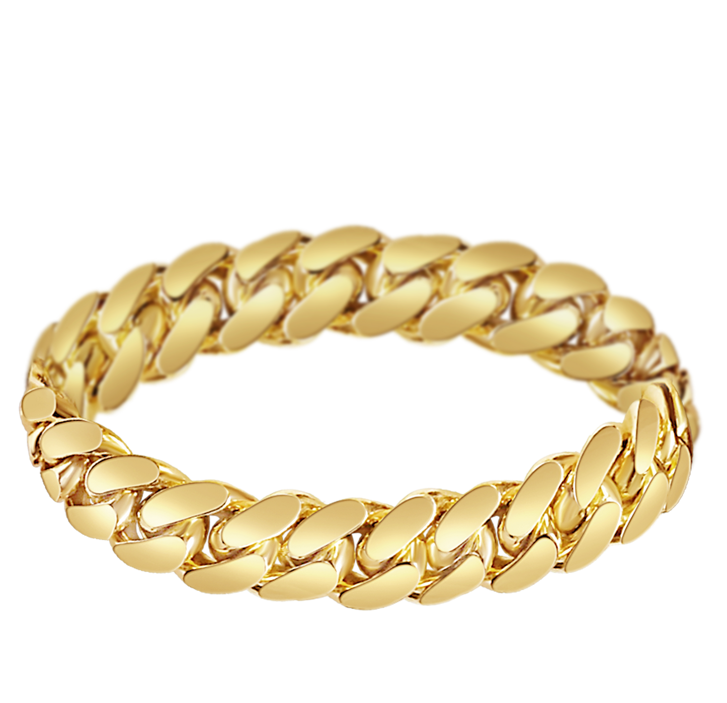 Miami Cuban Solid White/Yellow/Rose Gold Handmade Bracelet , 13mm, 6.5-10 Inch