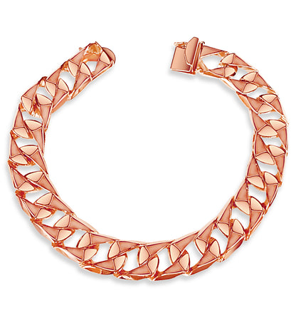 Curb Solid White/Yellow/Rose Gold Handmade Bracelet , 14mm, 6.5-10 Inch