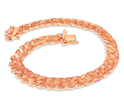 Curb Solid White/Yellow/Rose Gold Handmade Bracelet , 9mm, 6.5-10 Inch