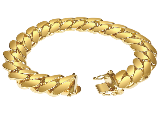 Miami Cuban Solid White/Yellow/Rose Gold Handmade Bracelet , 16mm, 6.5-10 Inch