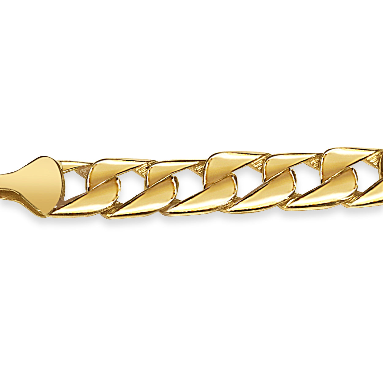 Curb Solid White/Yellow/Rose Gold Handmade Bracelet , 13mm, 6.5-10 Inch