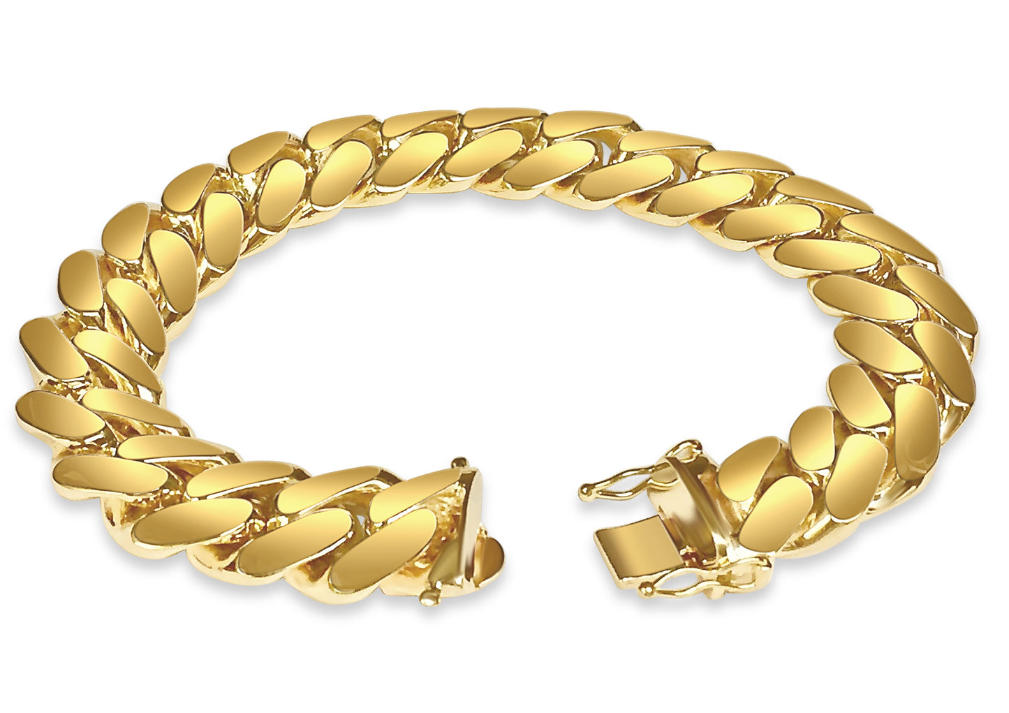 Miami Cuban Solid White/Yellow/Rose Gold Handmade Bracelet , 16mm, 6.5-10 Inch