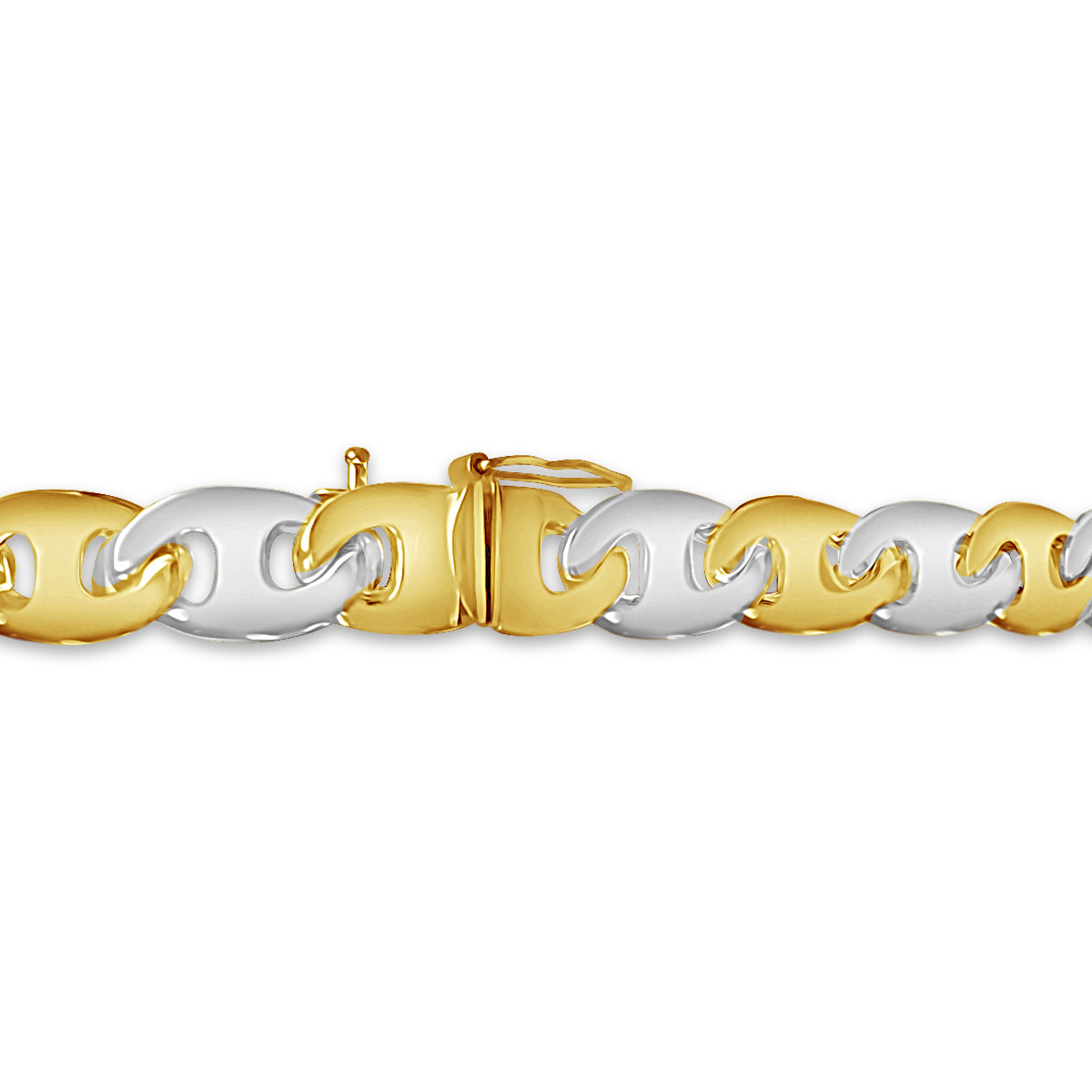 Mariner Solid White/Yellow/Rose Gold Handmade Bracelet , 9mm, 6.5-10 Inch