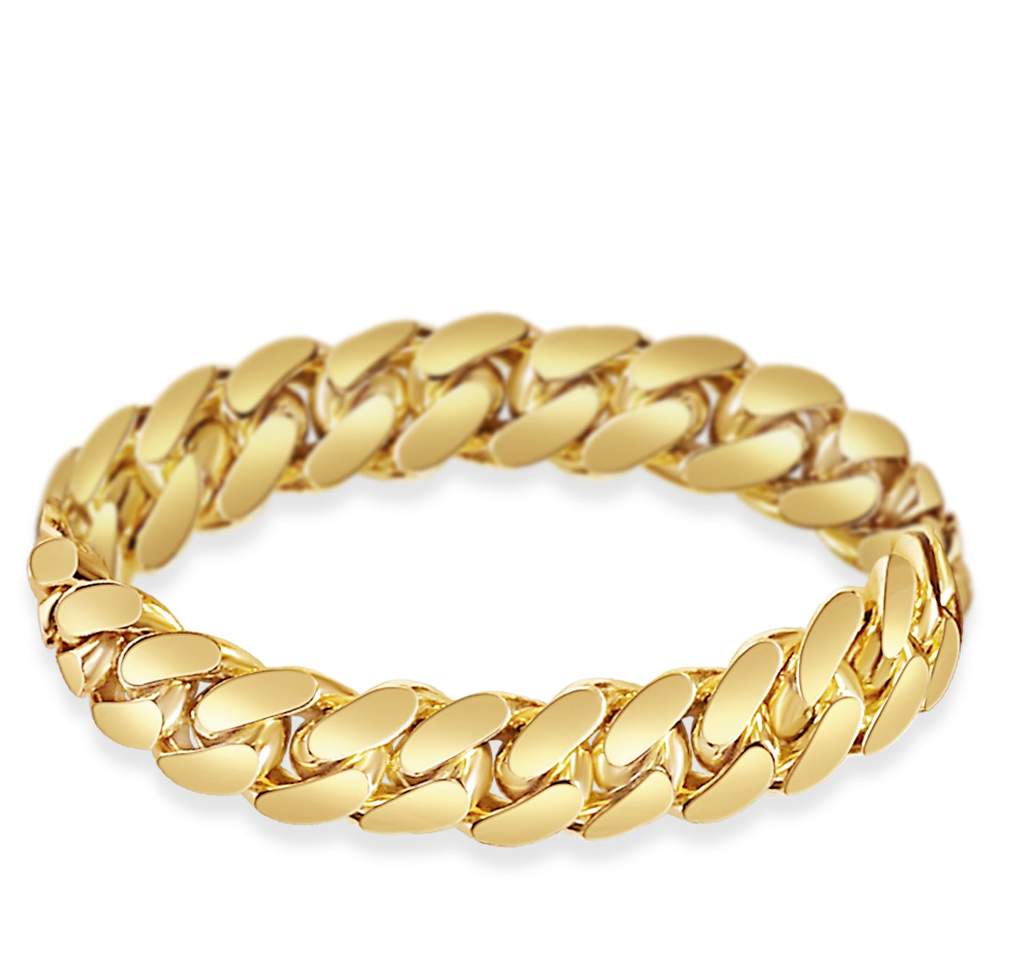 Miami Cuban Solid White/Yellow/Rose Gold Handmade Bracelet , 13mm, 6.5-10 Inch