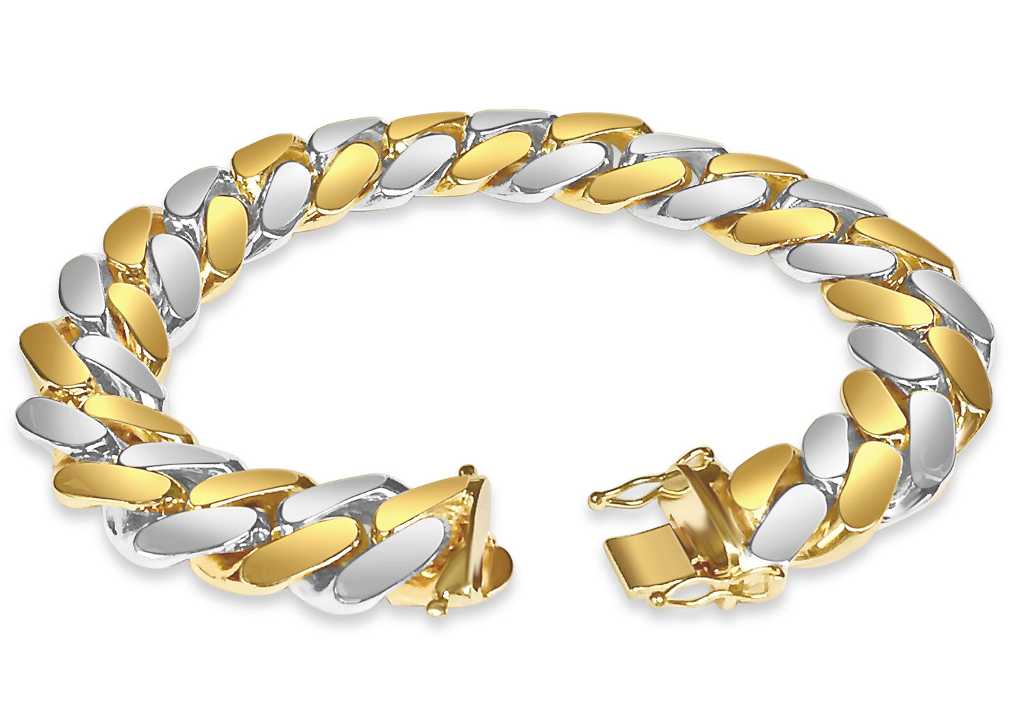 Miami Cuban Solid White/Yellow/Rose Gold Handmade Bracelet , 16mm, 6.5-10 Inch