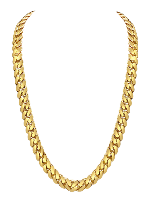 Miami Cuban Solid White/Yellow/Rose Gold Handmade Necklace , 13mm, 16-30 Inch