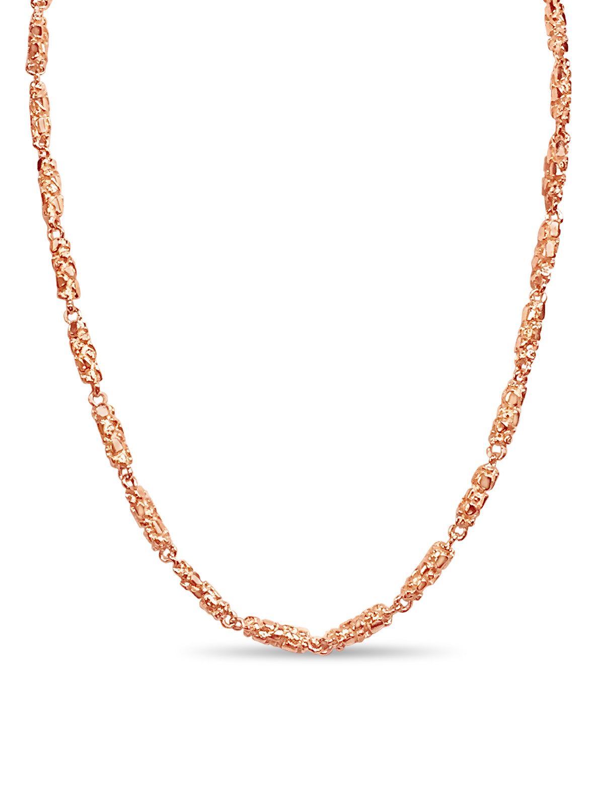 Nugget Solid White/Yellow/Rose Gold Handmade Necklace , 5mm, 16-30 Inch