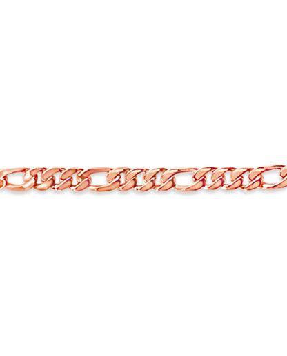 Figaro Solid White/Yellow/Rose Gold Handmade Bracelet , 7mm, 6.5-10 Inch
