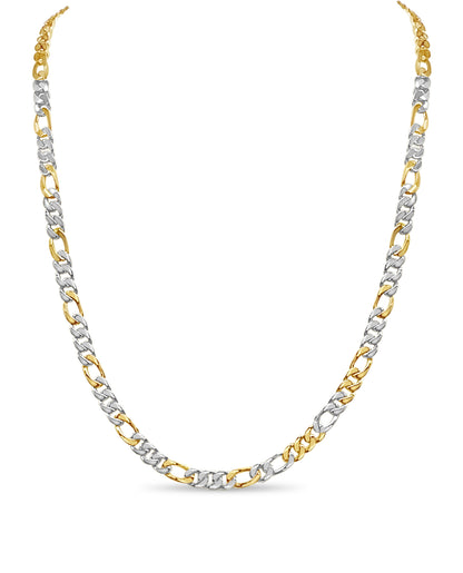 Figaro Solid White/Yellow/Rose Gold Handmade Necklace , 7mm, 16-30 Inch