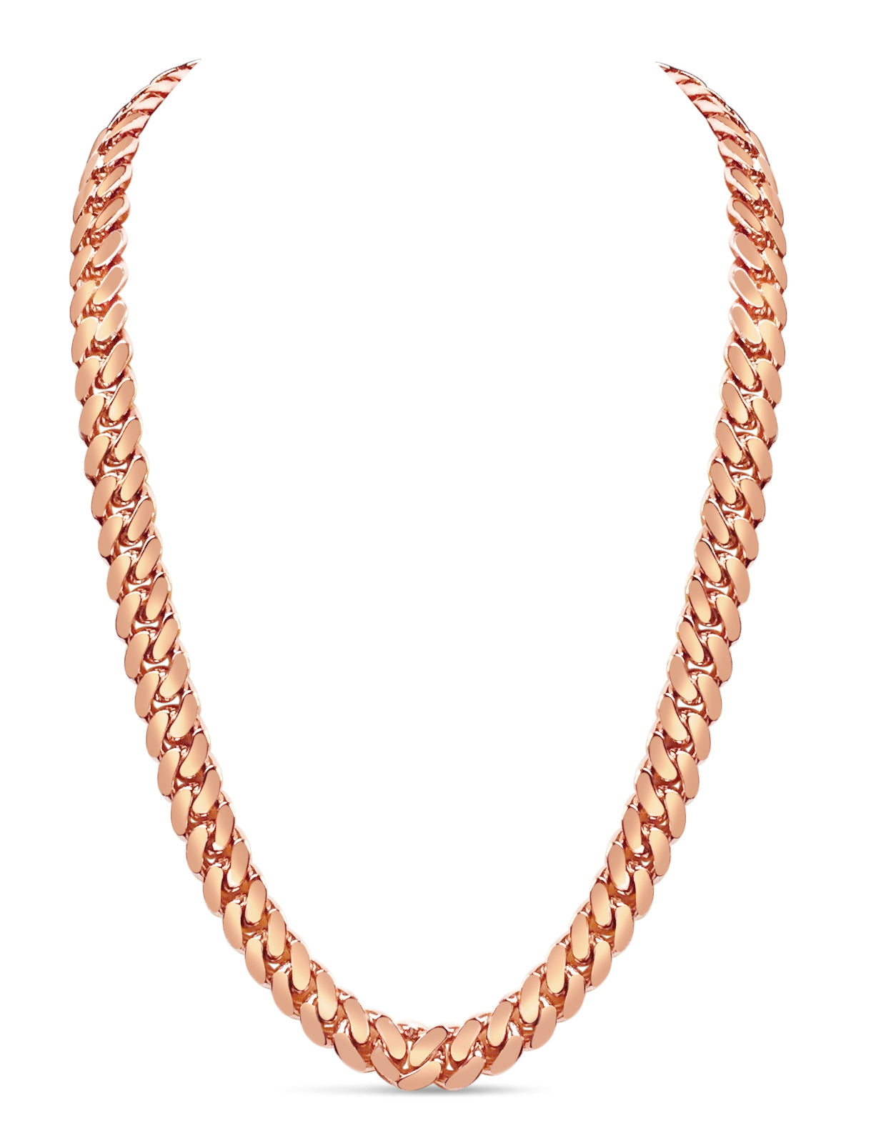 Miami Cuban Solid White/Yellow/Rose Gold Handmade Necklace , 13mm, 16-30 Inch