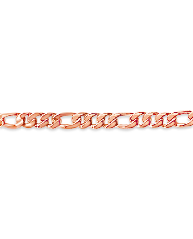 Figaro Solid White/Yellow/Rose Gold Handmade Bracelet , 7mm, 6.5-10 Inch